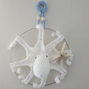 Handmade Octopus Wall Hanging Coastal Beachy Decor